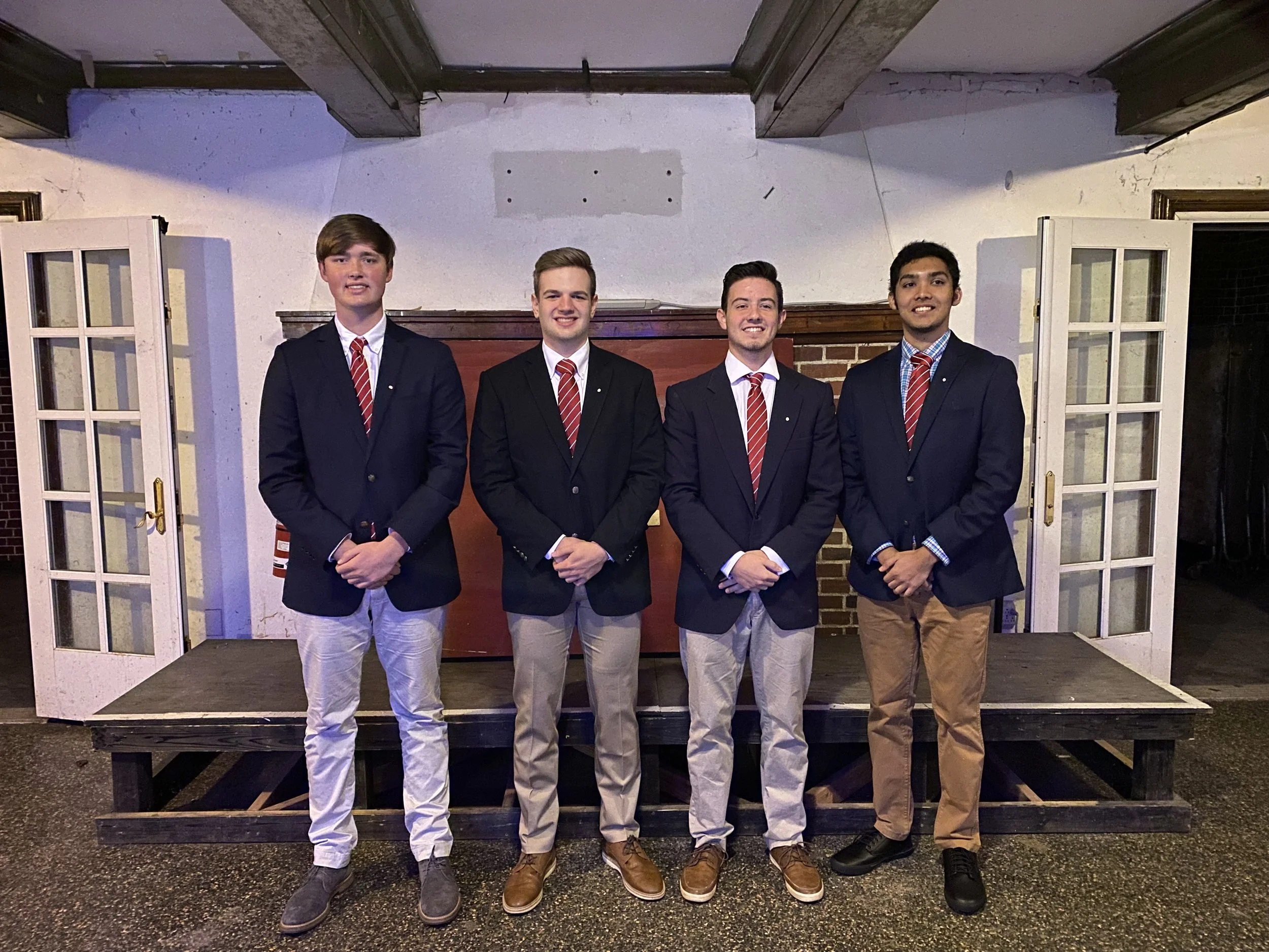  Fall 2021 - Pinning Night & Big/Little Ceremonies -  left to right: William James, Grant Blasiak, Josh Behler, Umang Mahanta  
