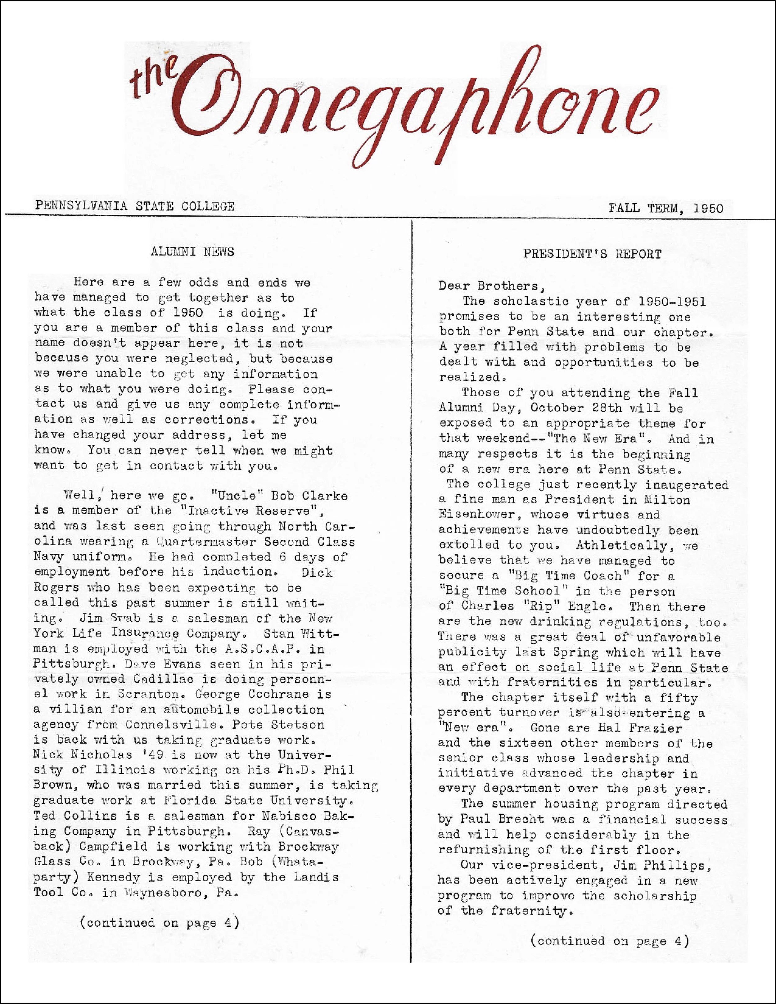 Fall 1950 Omegaphone