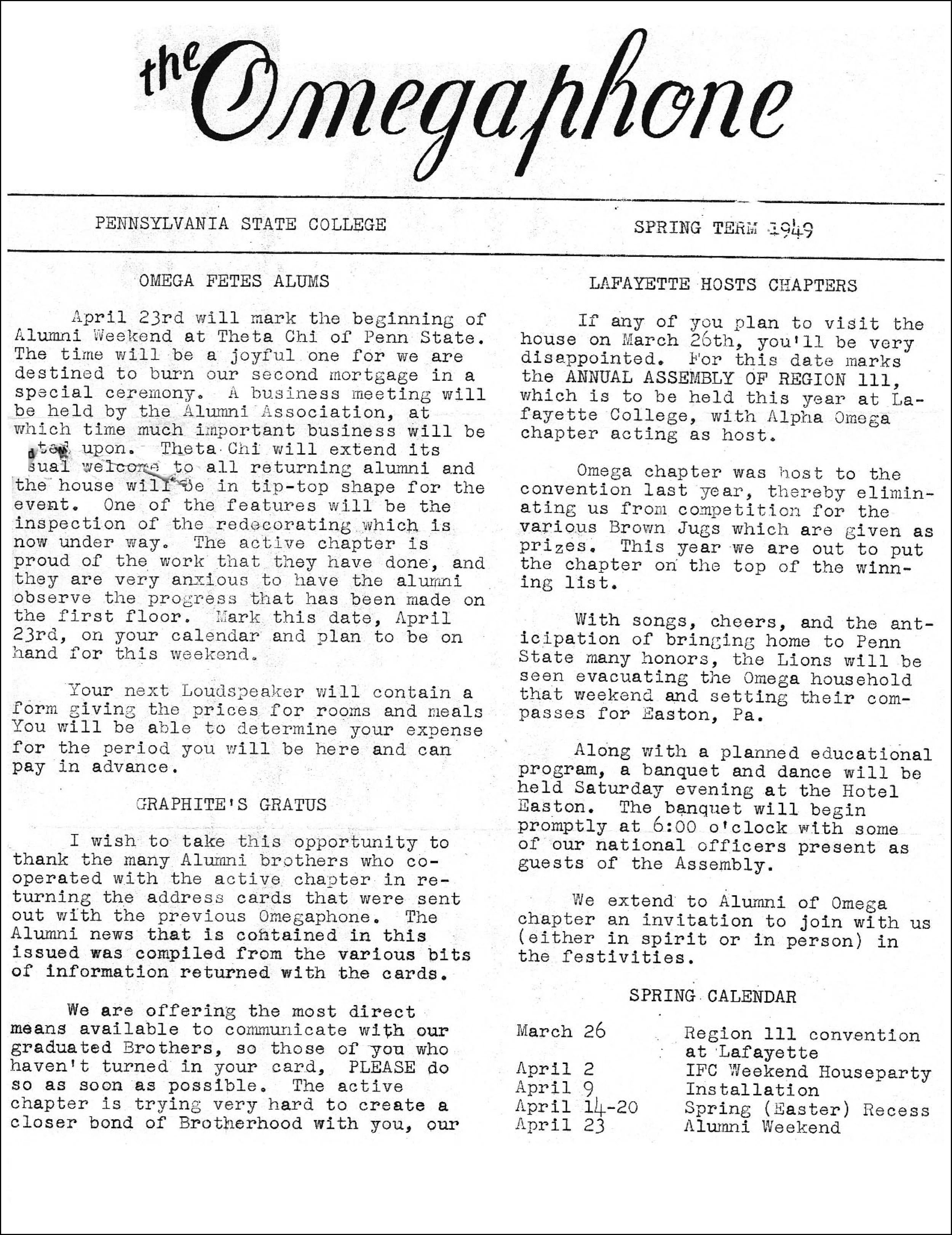 Spring 1949 Omegaphone
