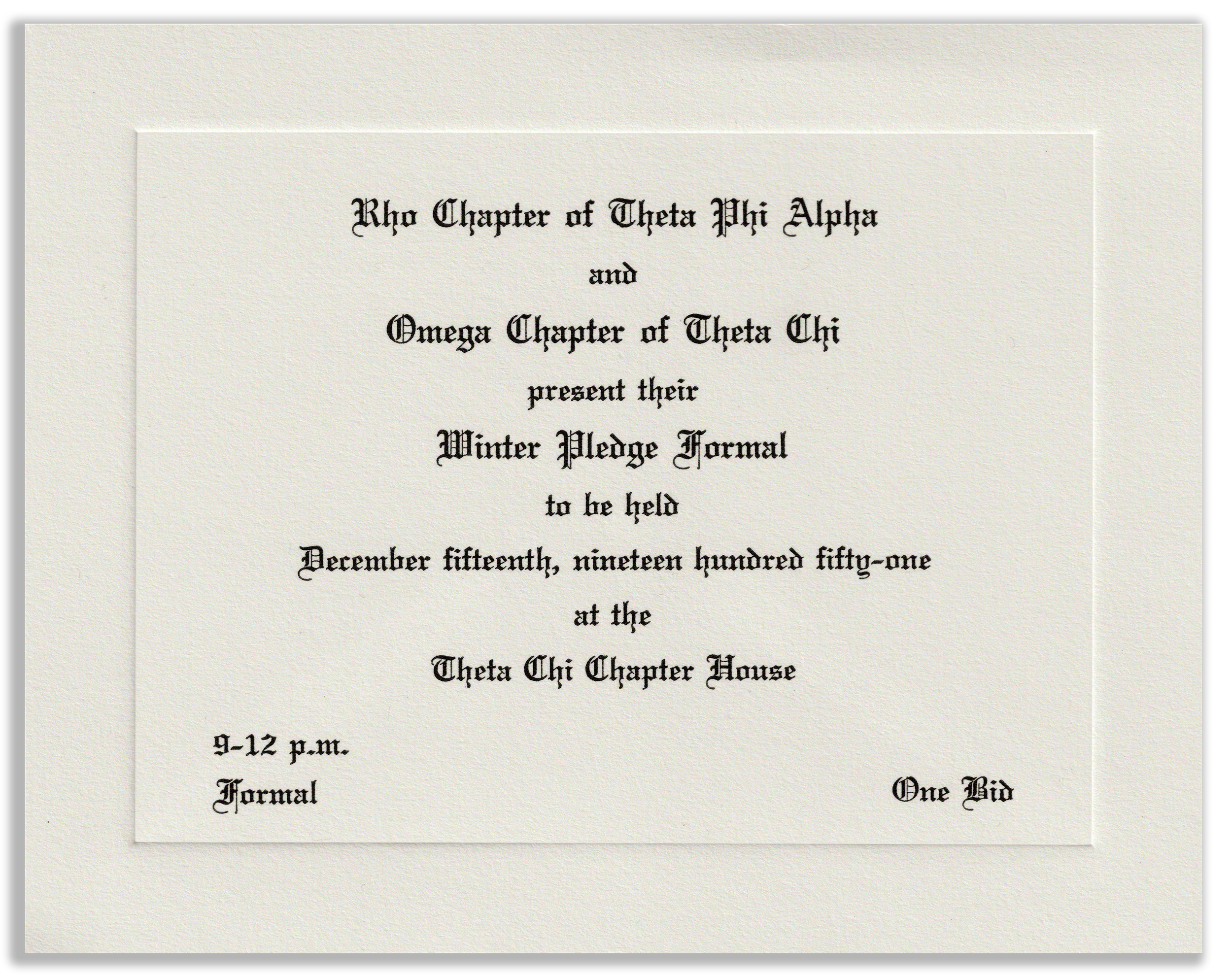 1951 Winter Pledge Formal Invite