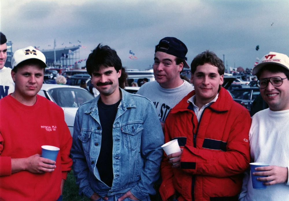  L to R: Jeff Damcott, Ed Brown, Bill Mohan, Greg Allan and Dan KahlRutgers vs Penn State (37-17) - Oct. 19, 1991 