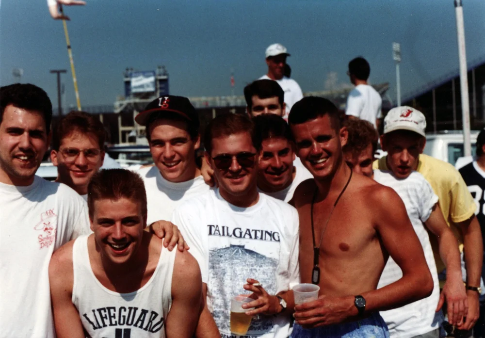 L to R: Richard Maltz, Chris Bartnik, Andrew Byrnes, Bill Mohan, Scott MAyhew, TK, Paul KirkagaardCincinnati vs. Penn StateSept. 7, 1991 - PSU 81 