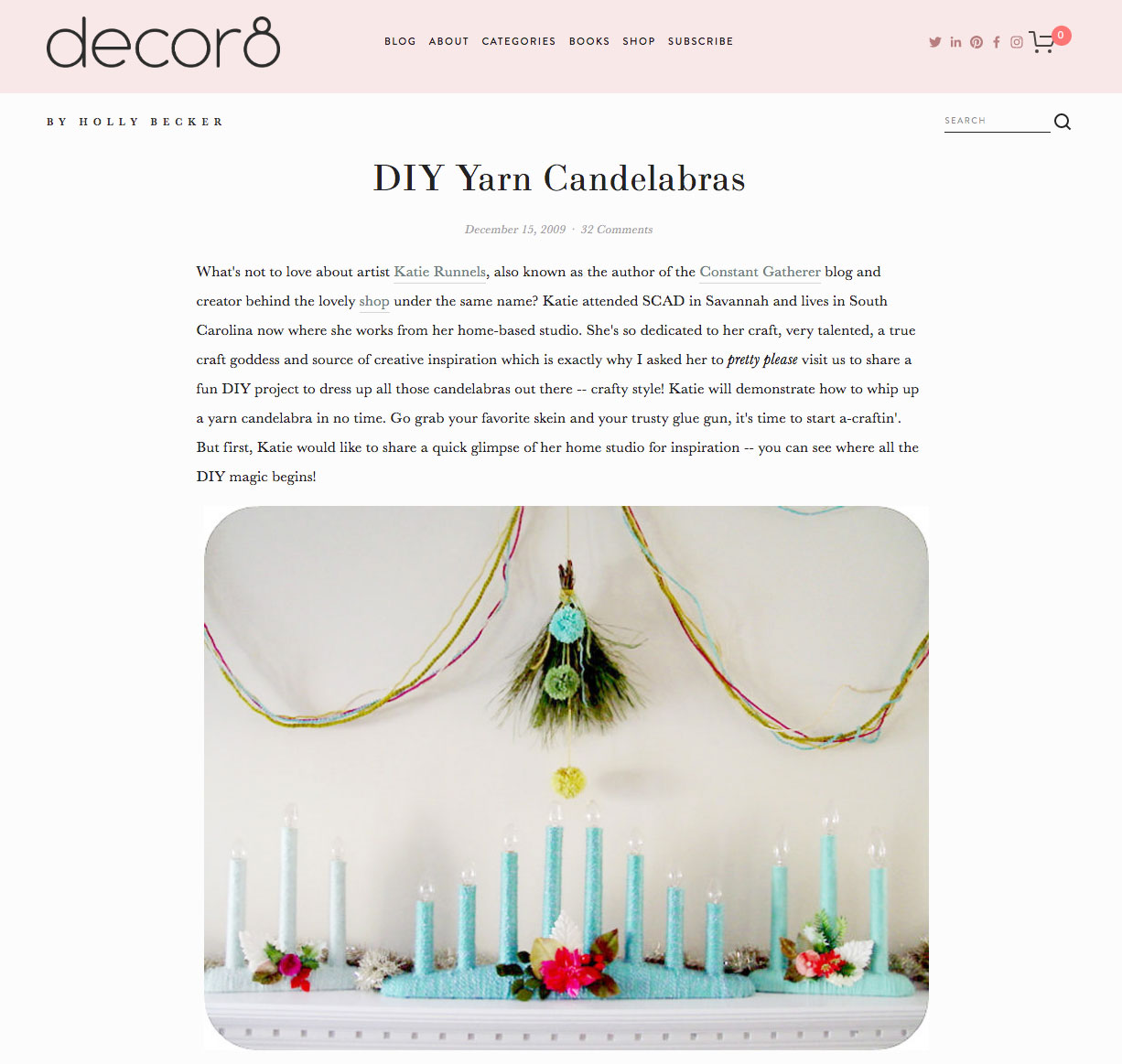 DIY Yarn Candelabras