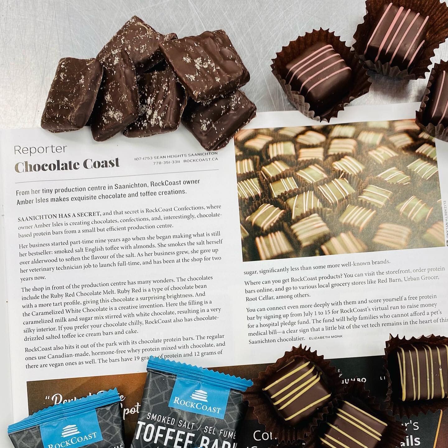 Thanks to Elizabeth Monk for writing about us in the July/August edition of @eatmag! Available in stores or on the web at eatmagazine.ca. 
.
#rubychocolate #toffee #rockcoast #eatmag #eatmagazine #localbusiness