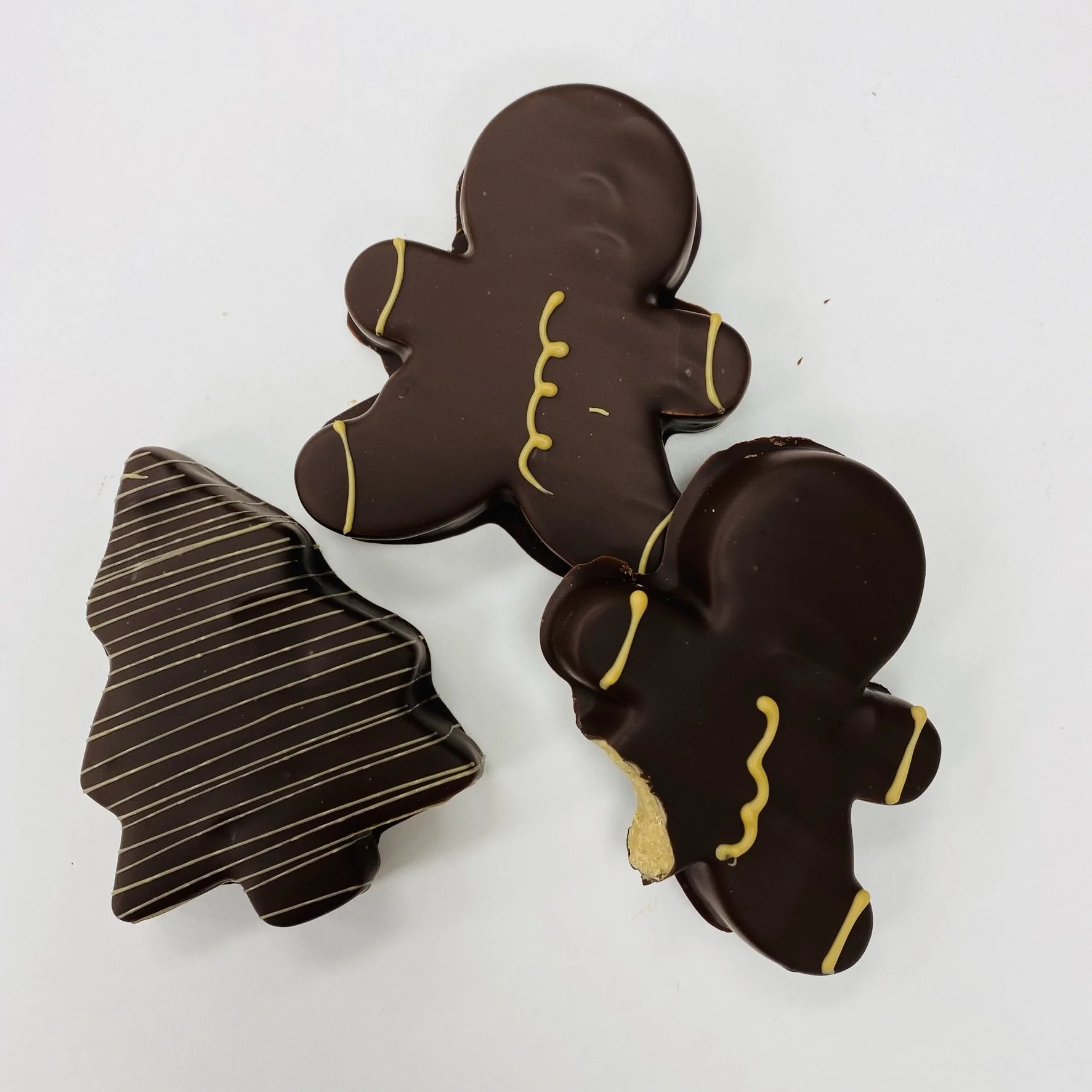 Peanut Butter Gingerbread Men, Milk Chocolate Stars and Dark Chocolate Trees