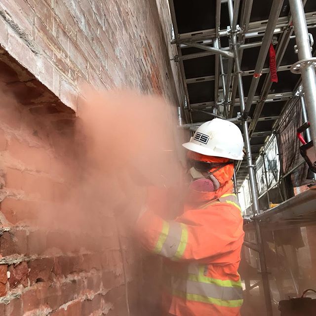 Cutting out bricks for a new opening at the #royalhotel in Picton. It&rsquo;s weird that more people don&rsquo;t want to do this for a living... #masonry #picton #princeedwardcounty #edgewaterstonemasons #brick #craftsmanship #restoration #stonemason