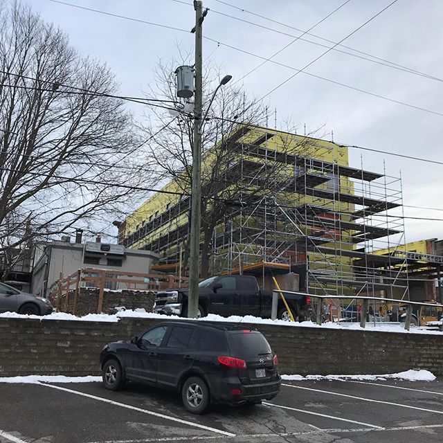 Well that&rsquo;s (almost) a wrap for 2018. Our scaffold is enclosed on the East wall of the @theroyalhotelpicton and ready for a Limestone foundation veneer and 30,000 heritage bricks from the Netherlands. We will be tucked away inside for most of t