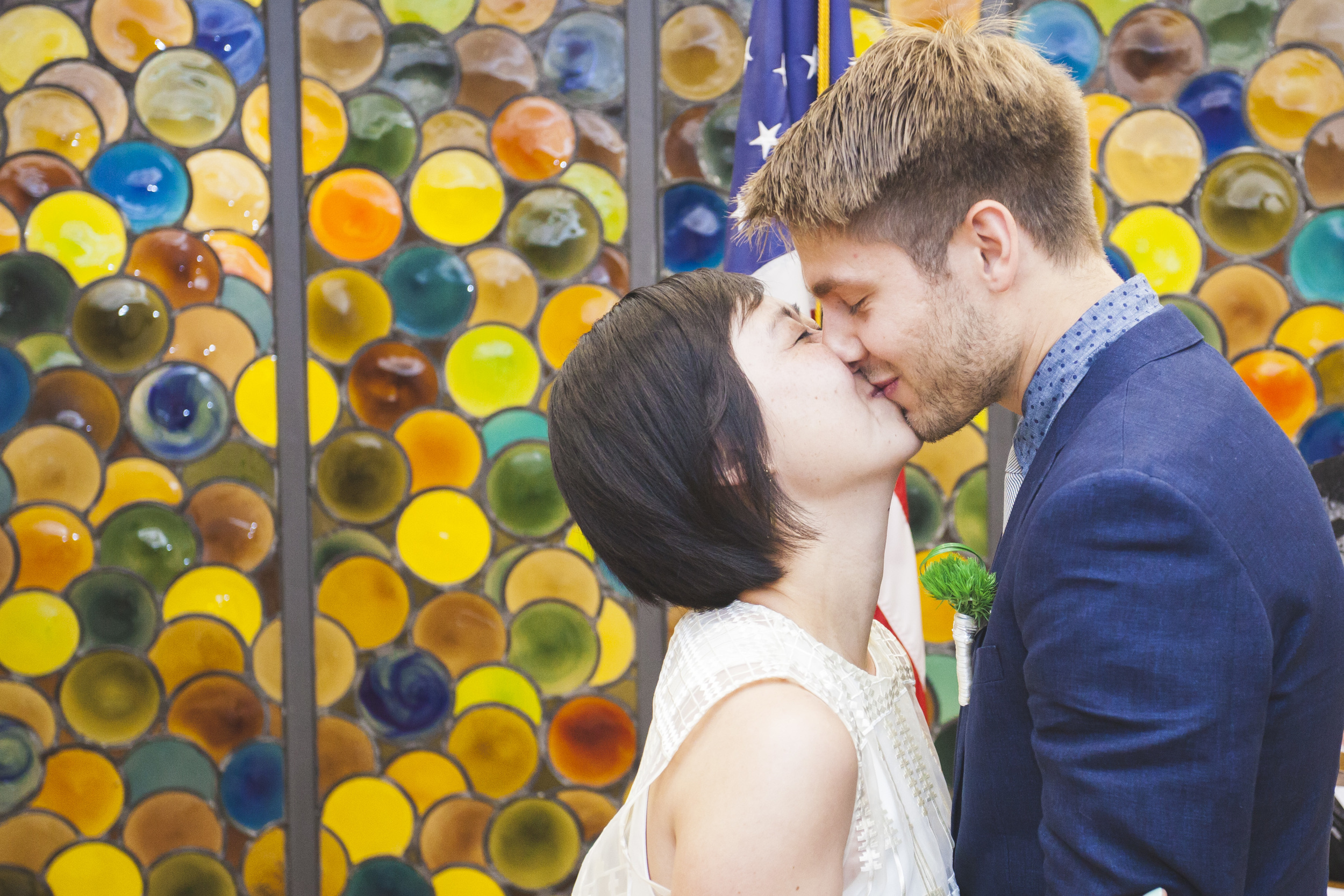 A very short and sweet ceremony ends with a kiss.