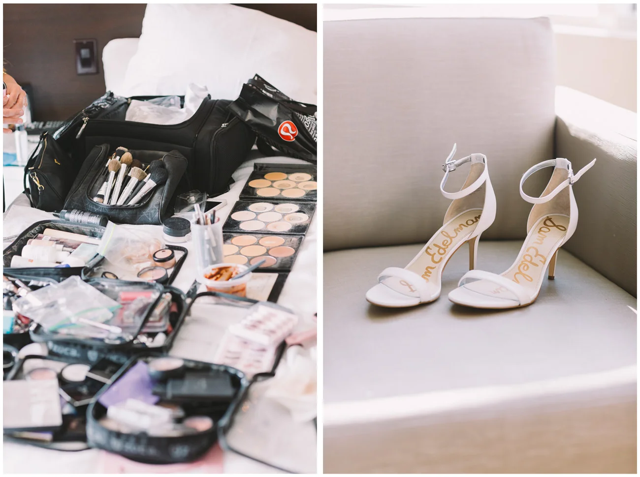 Make up and shoes on display