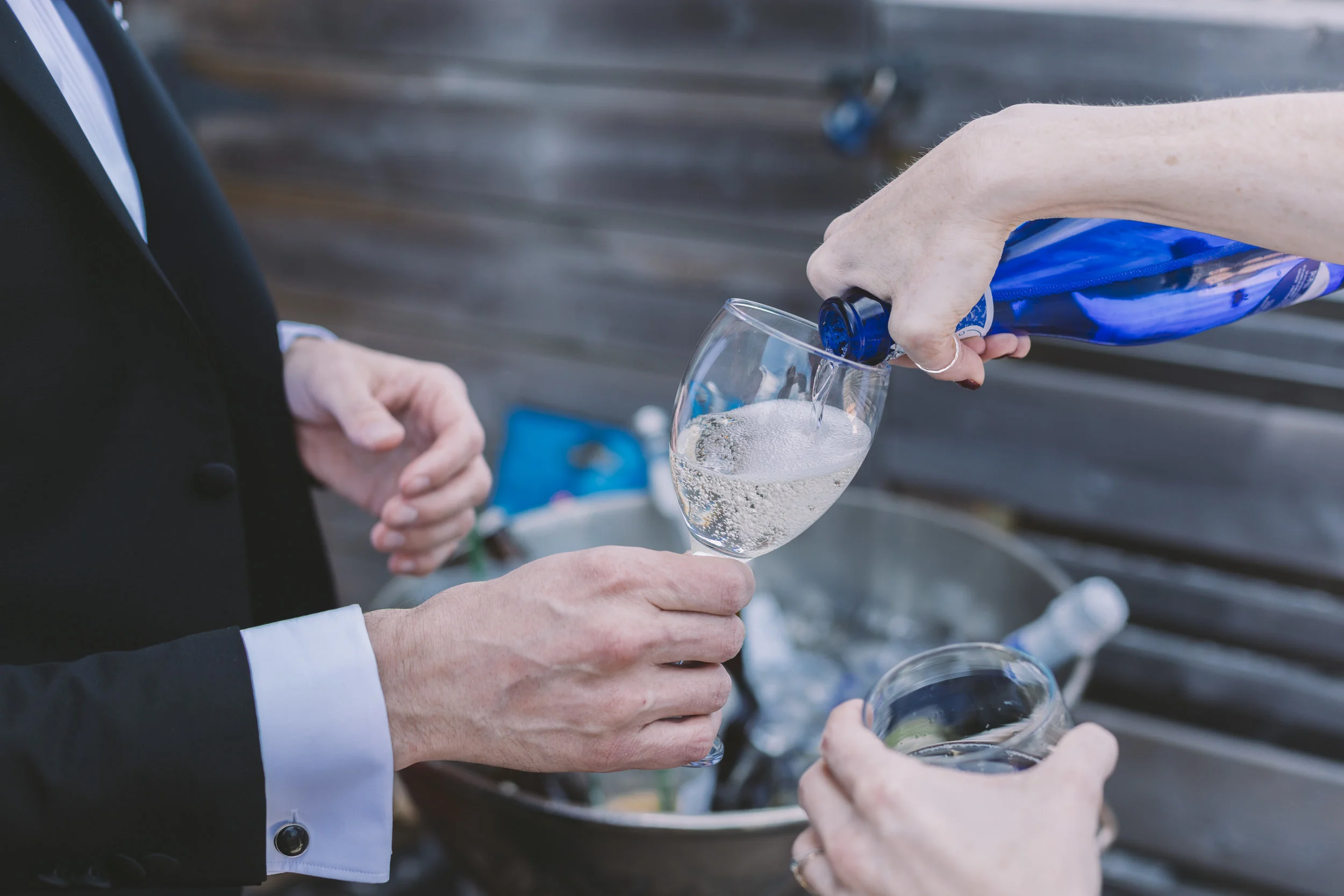 Popping bubbly on the wedding day