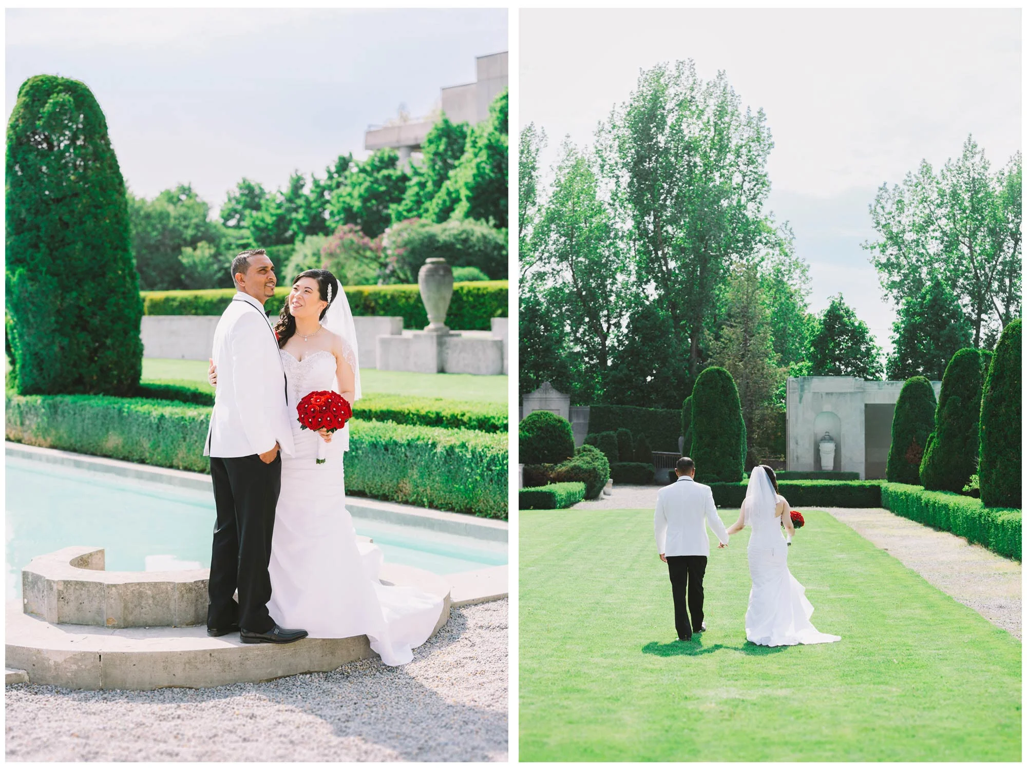 Newly Weds at Parkwood Estate fountain in Oshawa
