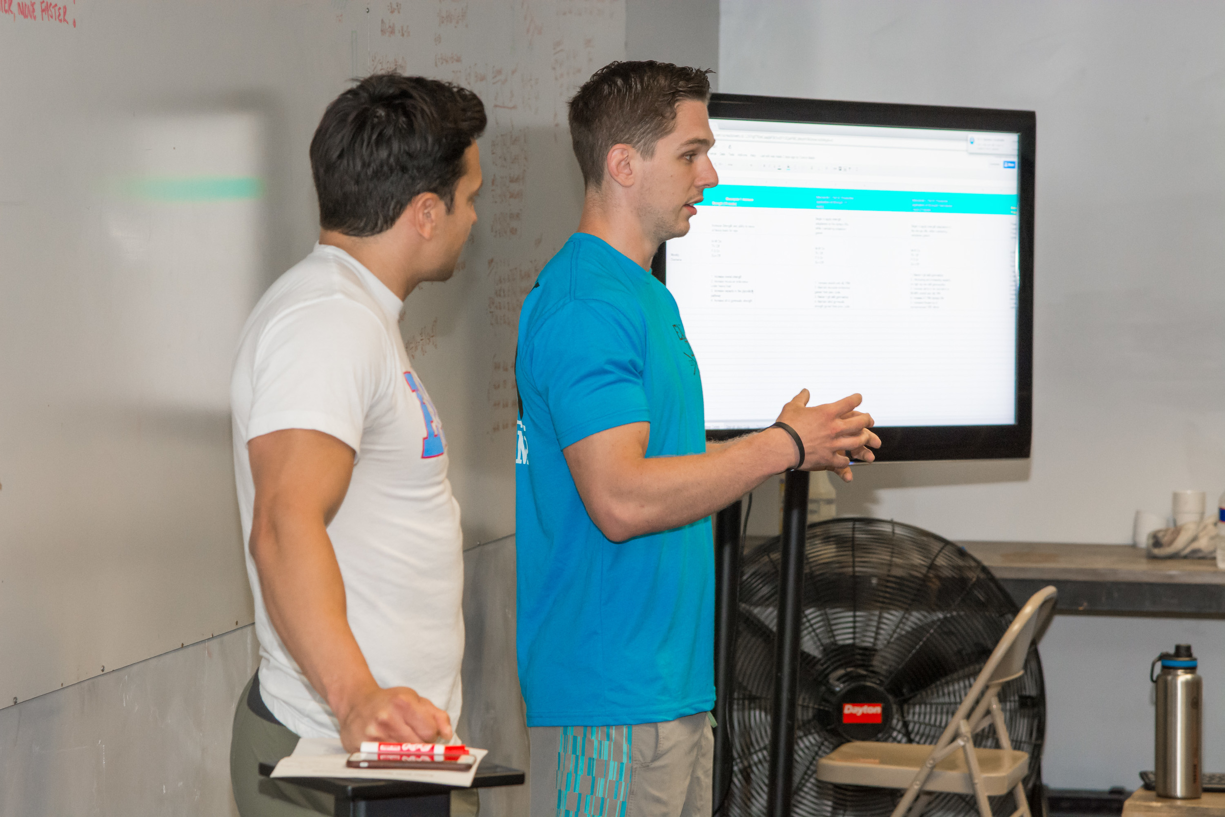 EaDo Elite Program Directors Shane Rojas and Connor Martin disucssing programming Photo Credit: Morteza Safataj