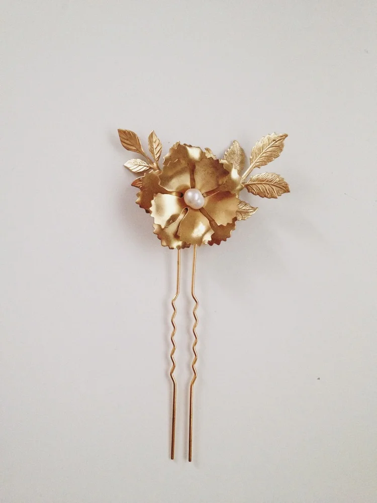 Corrine flower hairpin, large size #1305a — Mignonne Handmade display picture 1