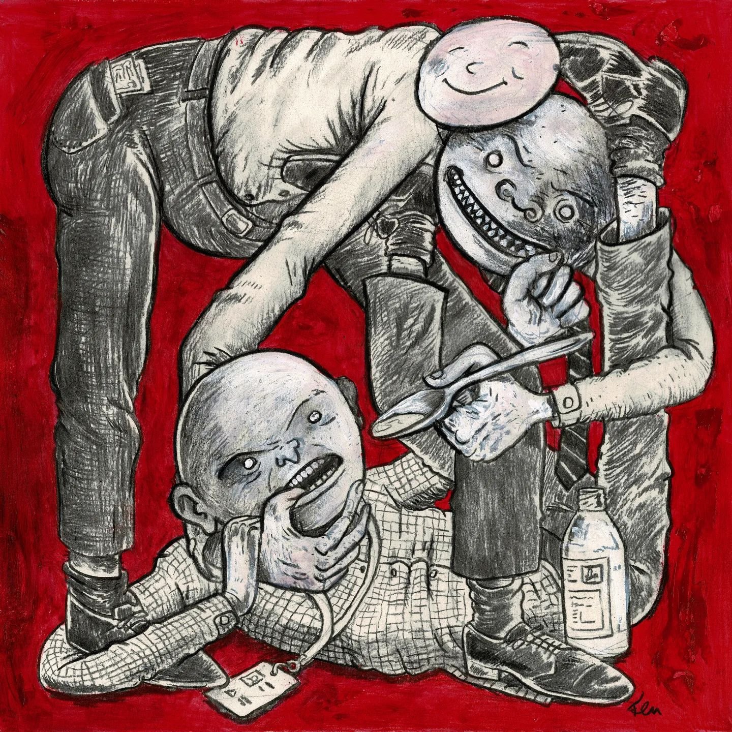 Fant fram kullstiften og litt r&oslash;dmaling dette s&oslash;te overtrampet til Sannsigers f&oslash;rste singel &quot;Sjarlatan&quot;. 

Coal chalk and what I had left of red akryllic for this first singel by @sannsiger &quot;Sjarlatan&quot;. Now st
