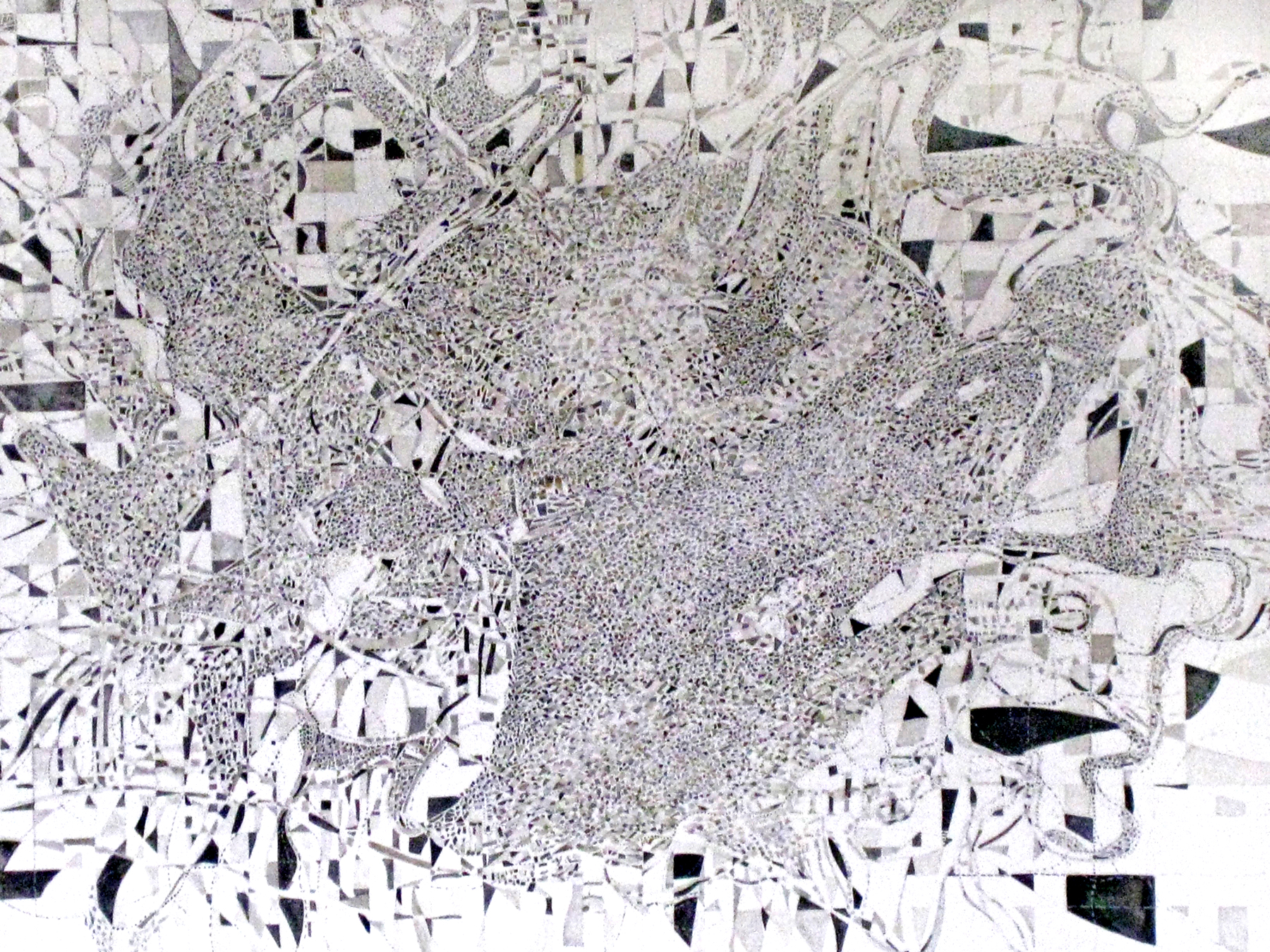Rotterdam, 2011, silver, watercolor and gouache on paper, 22 x 39 inches