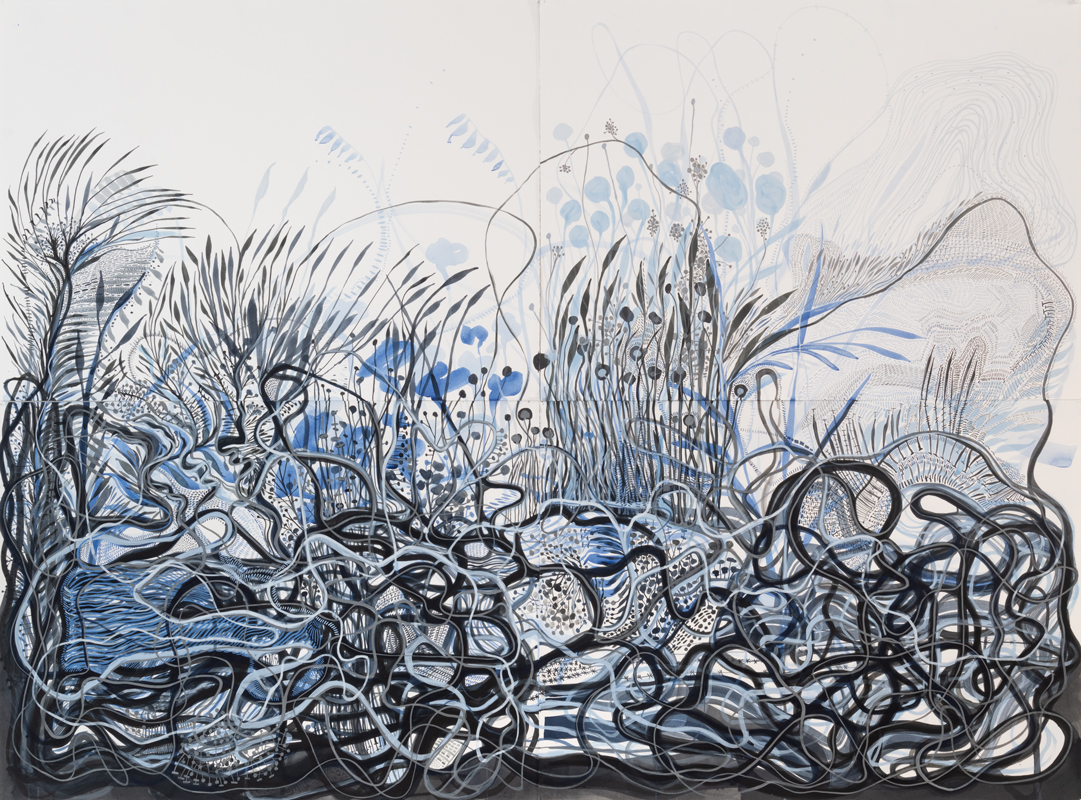 Quartet, 2019, pigment, binder on paper, 44 x 60inches (4 sheets 22 x 30 each)