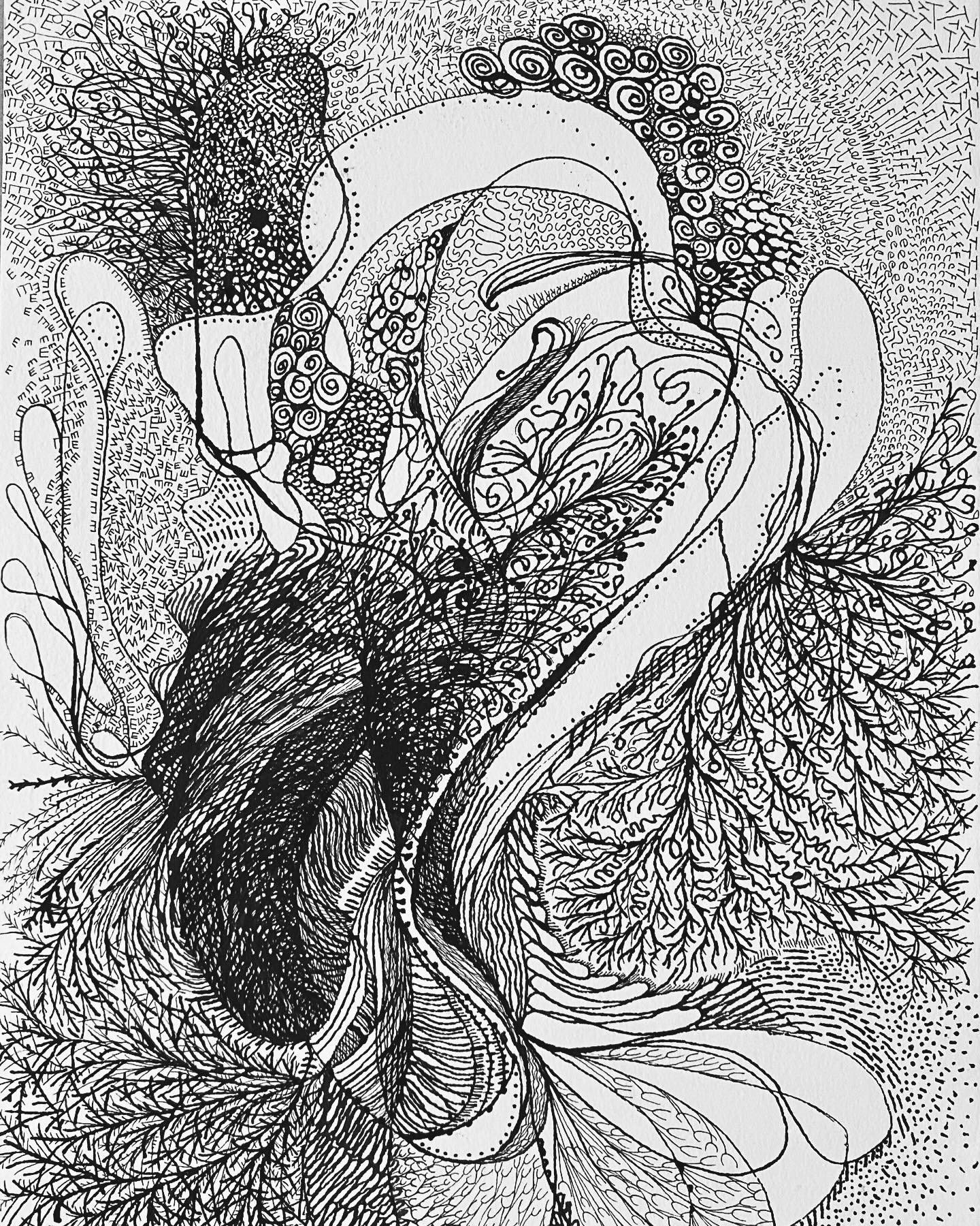 north branch no. 10 2024, 15 x 11 inches, Walnut and black ink on paper. (Copy)