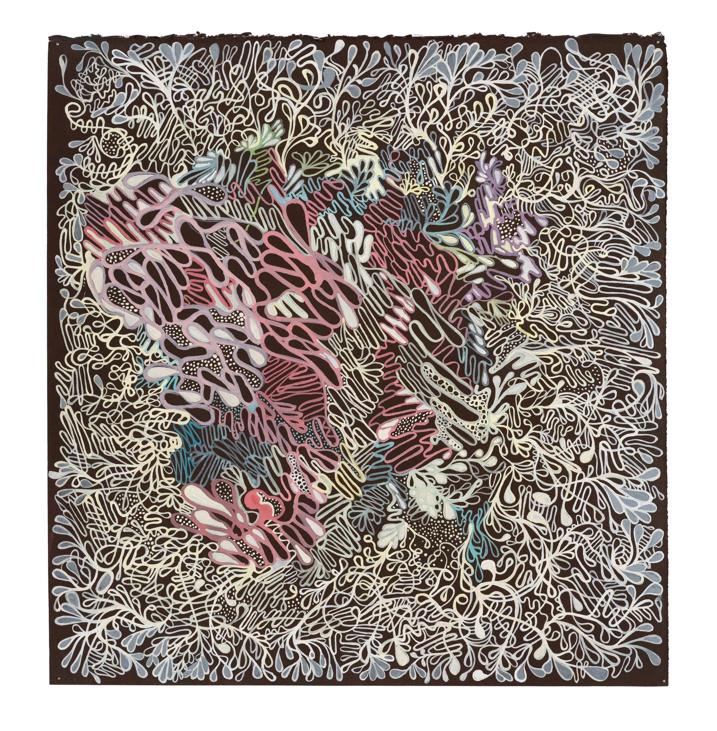 untitled, no 5, 2025, acrylic on hand painted paper, 15 x 11 inches (Copy)