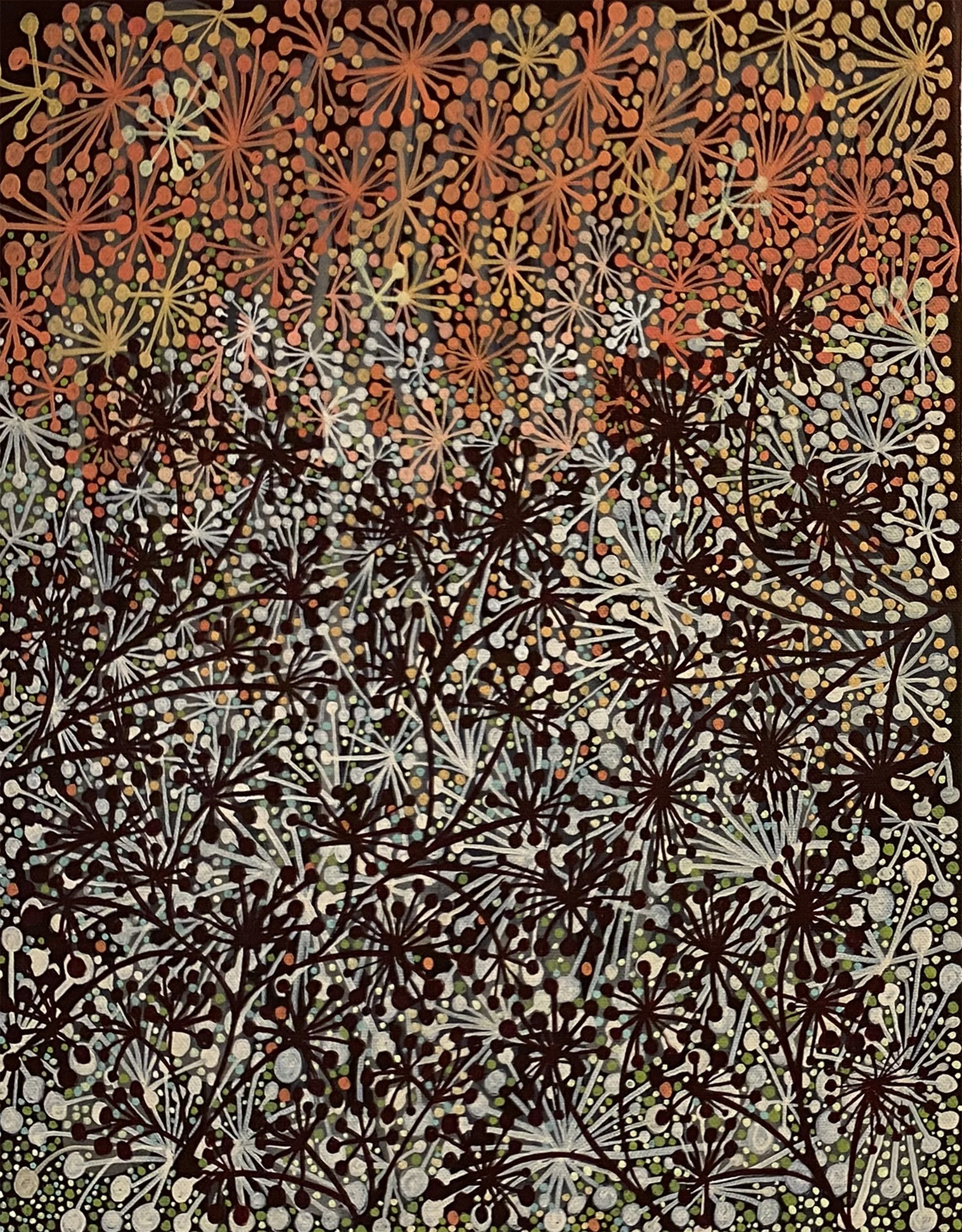 Daisy chain in blue, 2026, 18 x 24, acrylic on canvas