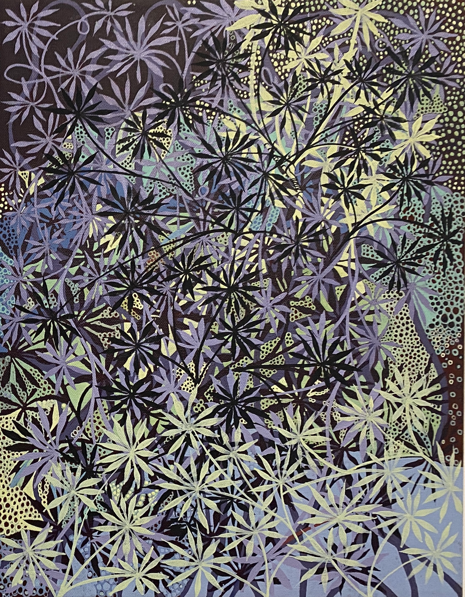Daisy chain in blue, 2026, 18 x 24, acrylic on canvas