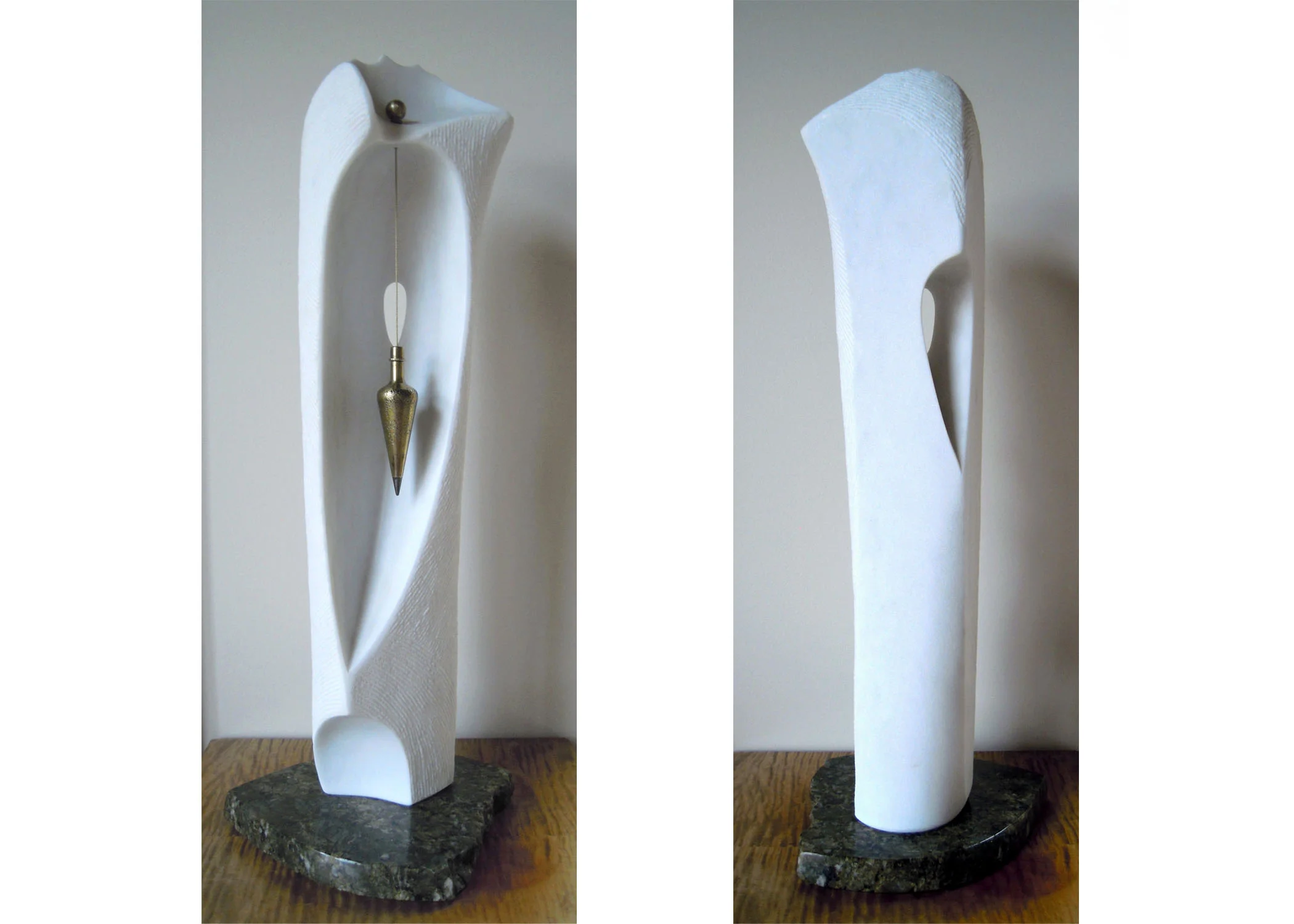 Enchantress - 28 x 11 x 9 inches - VT marble, brass, granite base