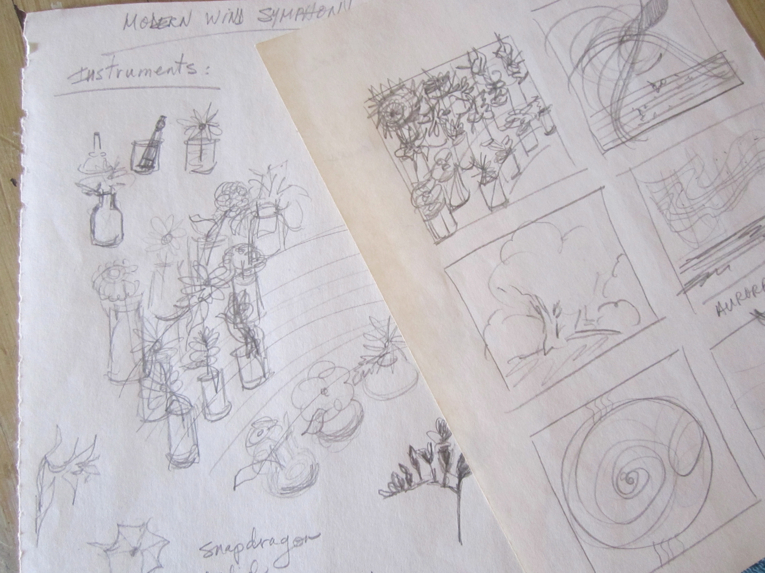 Pencil sketches for "Metaphoric Wind Ensemble"