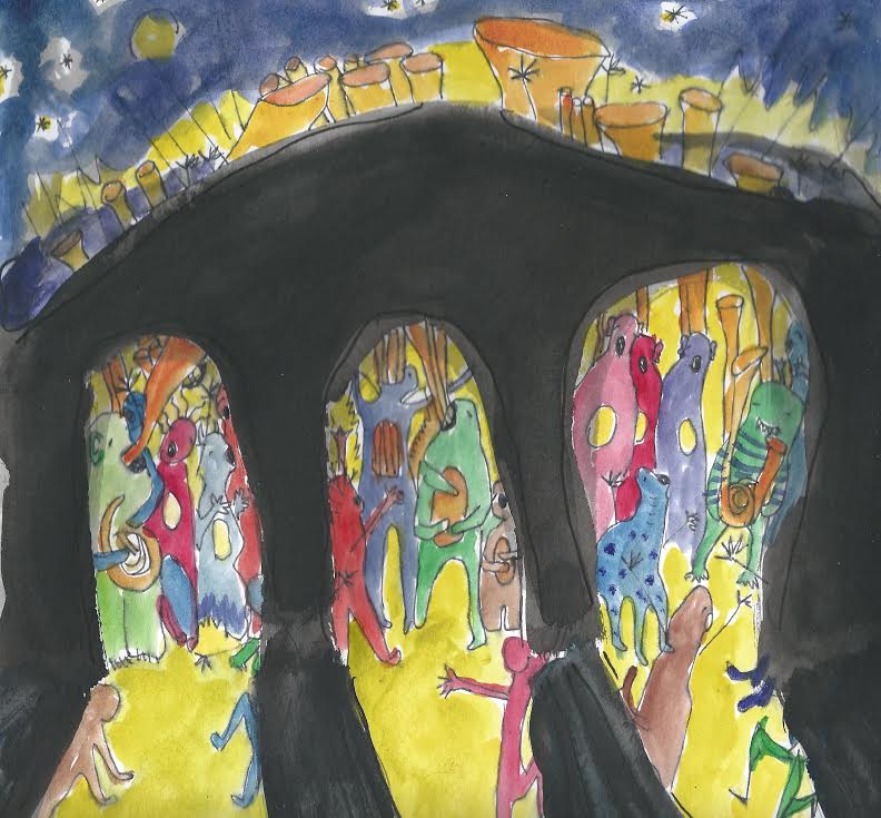 "Night at the Pops," for Grand Street Community Band, 2015. Watercolor.
