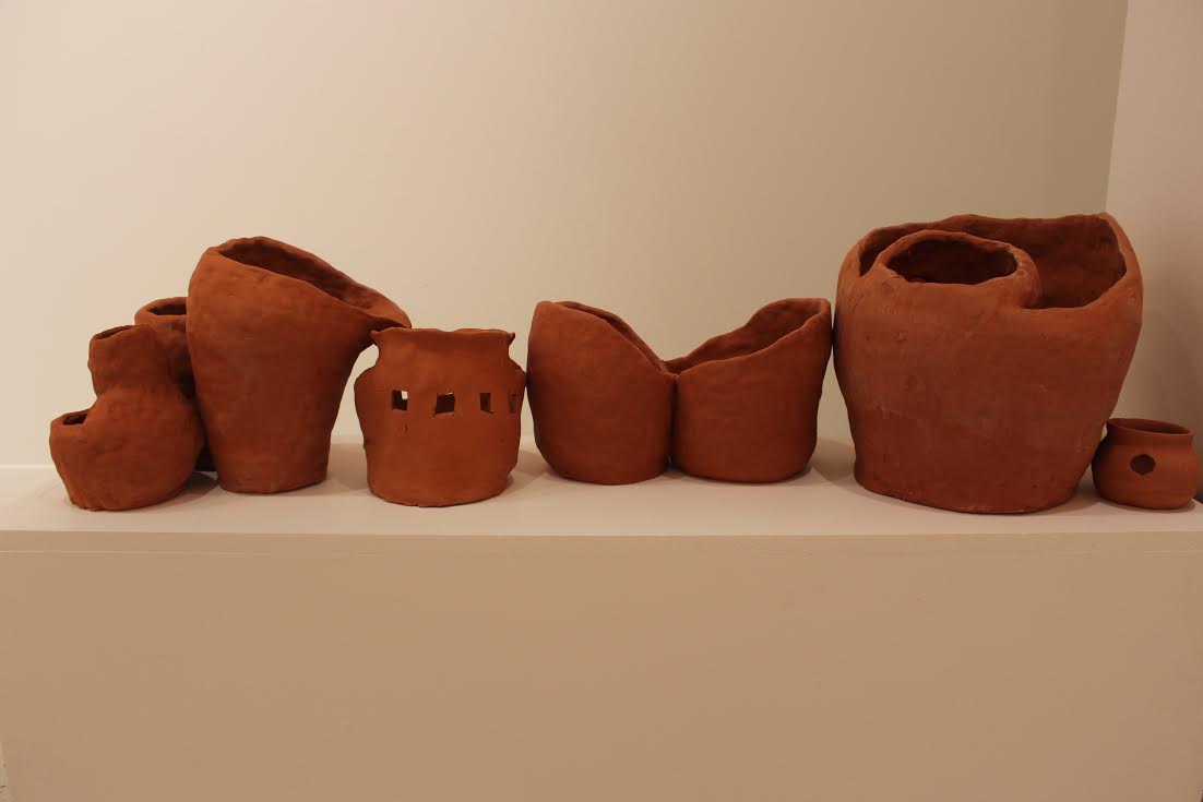 "Untitled, Pots Series," ceramics. Senior Thesis Installation, 2015