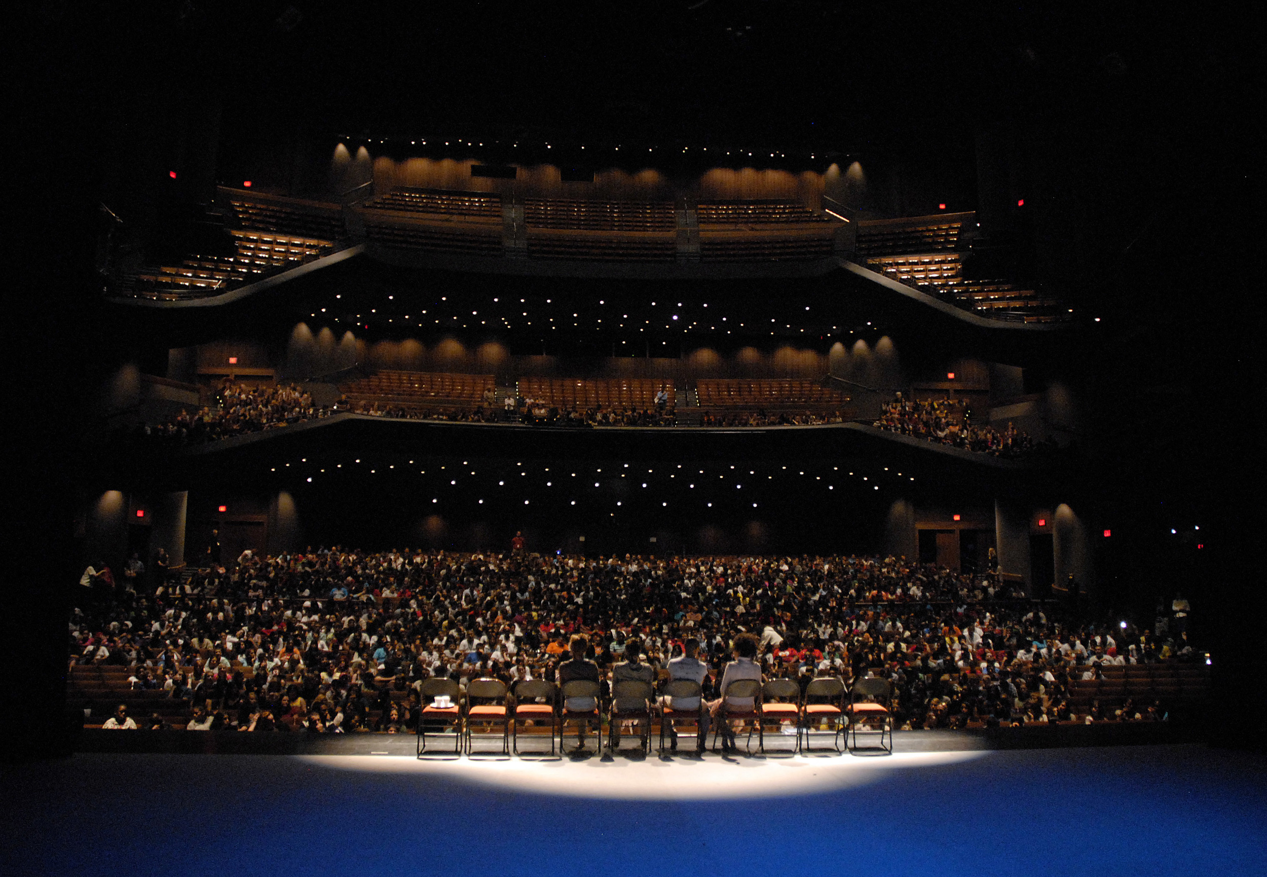 Texas Performing Arts post student performance Q&A in Bass Concert Hall. Photo credit: Bret Gerbe