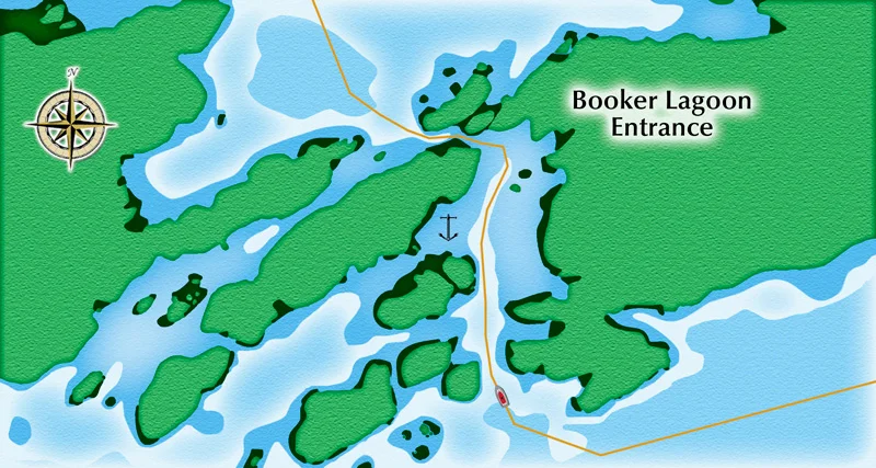Booker Lagoon entrance - NOT FOR NAVIAGTION