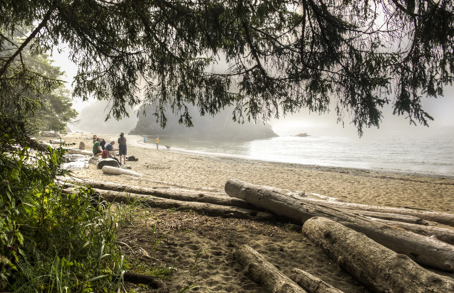 The crew of White Tiger enjoy Brady’s
Beach