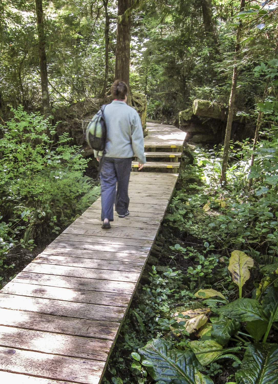 Karen treks along the boardwalk at Hot Springs