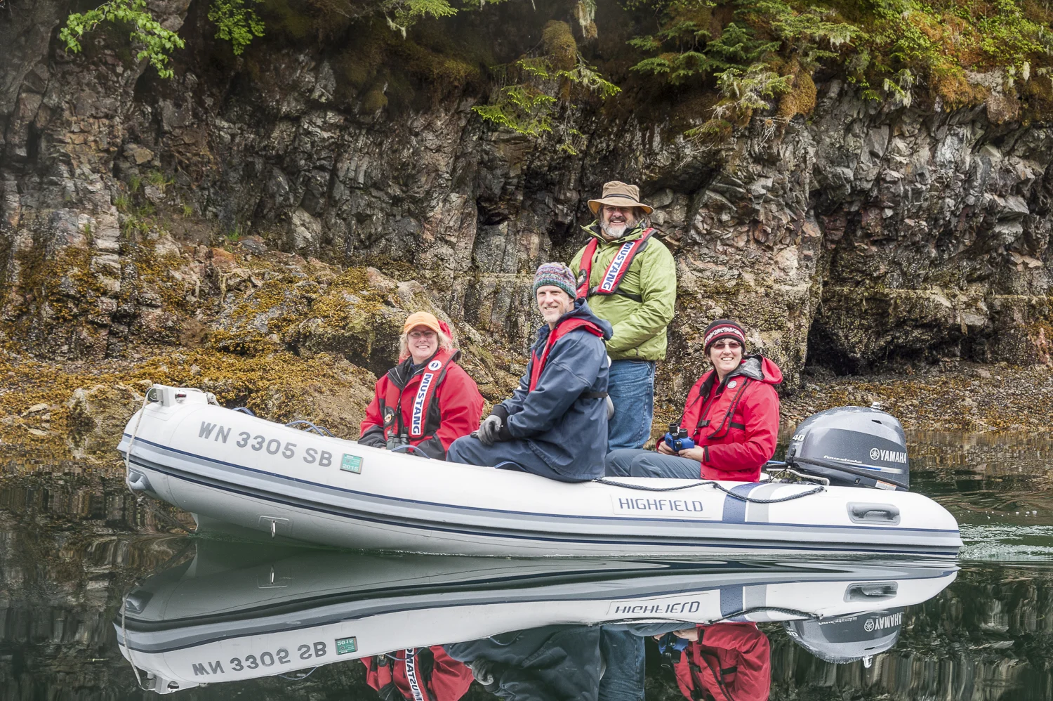 The crew of Telita out exploring ion their dinghy