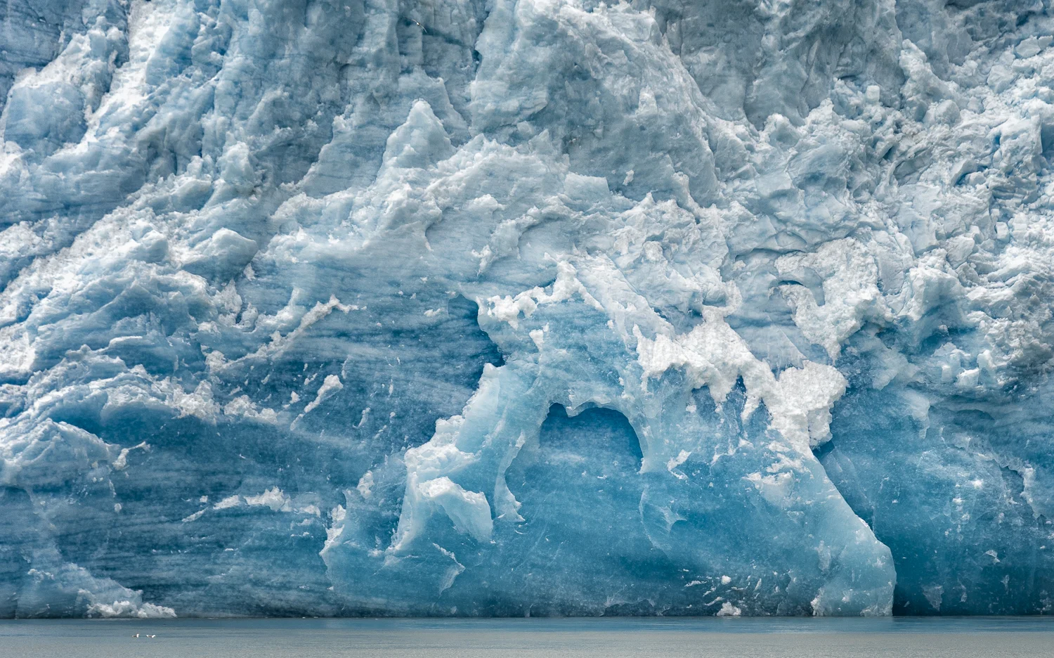 Blue ice formation on the face of the Chenega Glacier