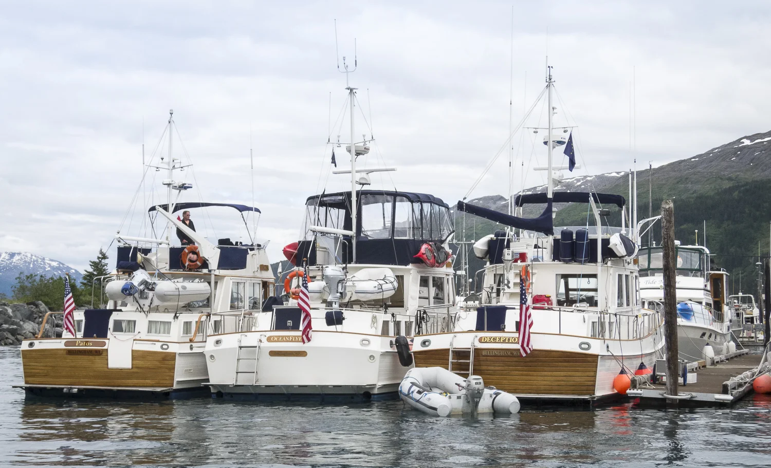 Three abreast on Bravo dock