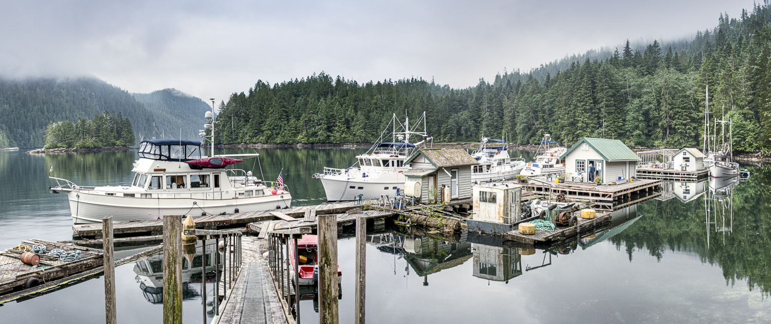 OceanFlyer on dock at Kwatsi Bay