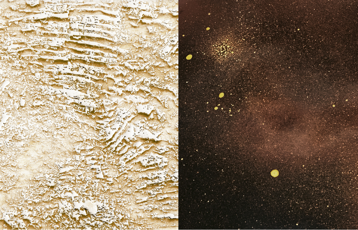 Left: Andréanne Michon, Matrix Pyrogravure Embossing 2 (Detail), Right: Jennifer Brandon, Dislocation (Detail)