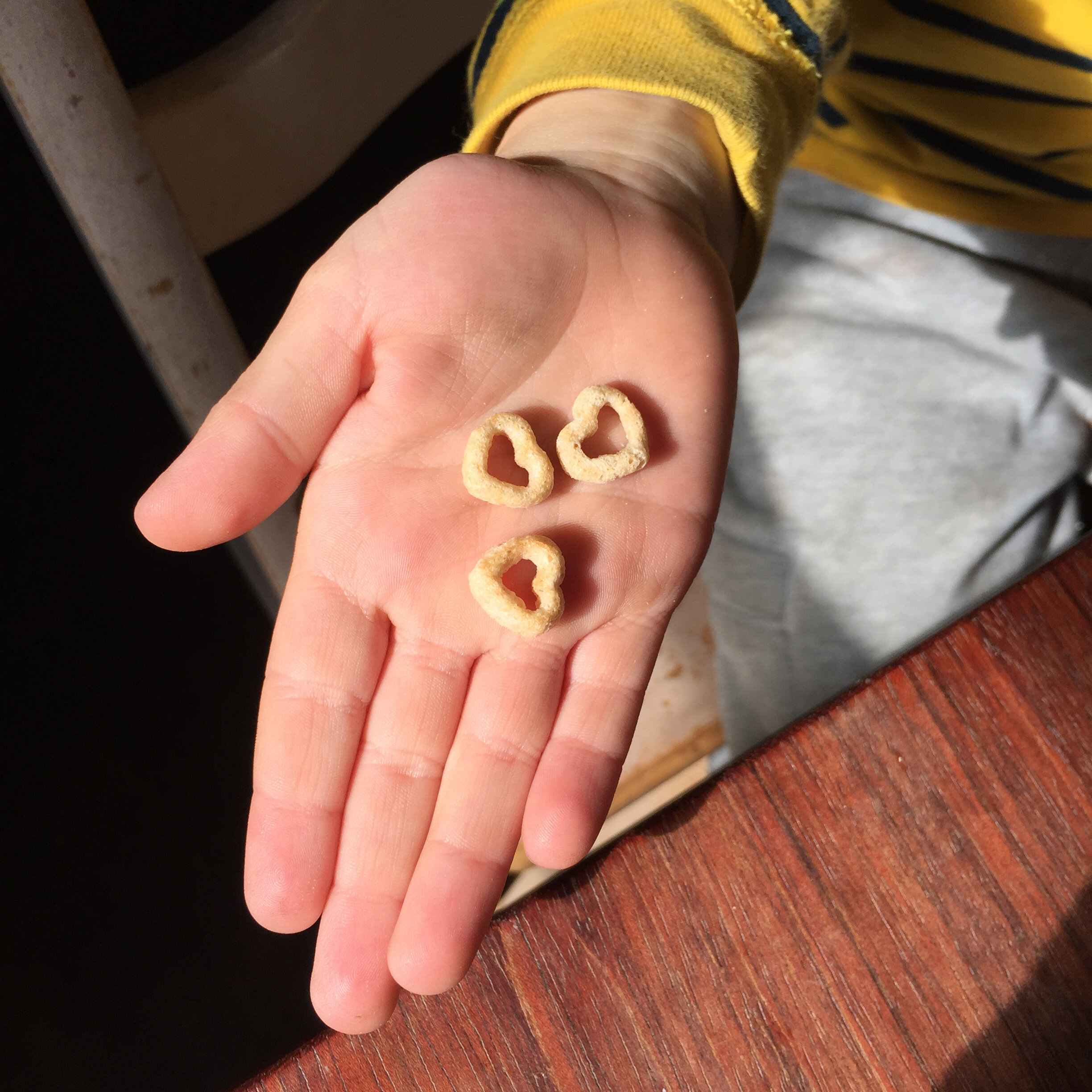  Alice Shaw, “Stuck in the house picture #4” - Like almost every child, my 4 1/2 year old son loves Cheerios. He was delighted when they started making some of them into the shape of hearts.&nbsp; 