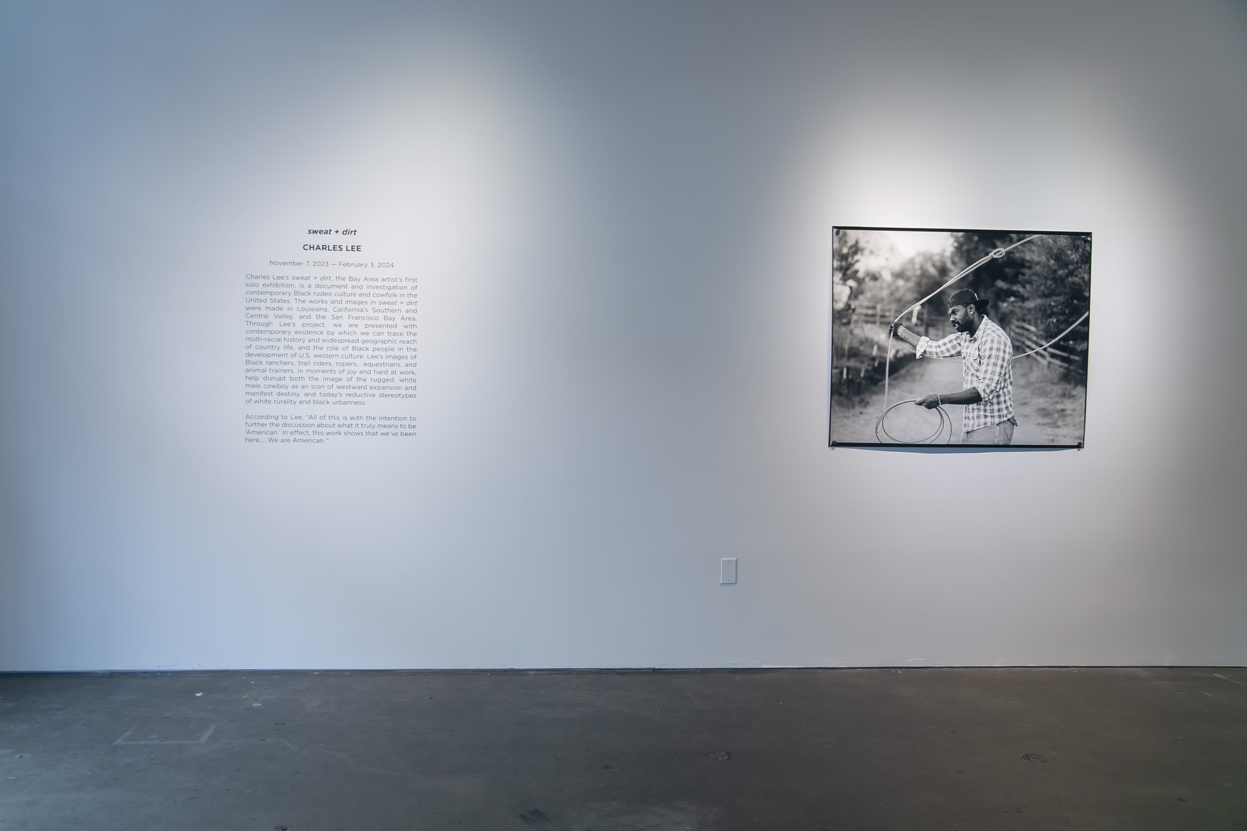 Installation view of Charles Lee’s solo exhibition sweat + dirt  by Minoosh Zomorodinia. 