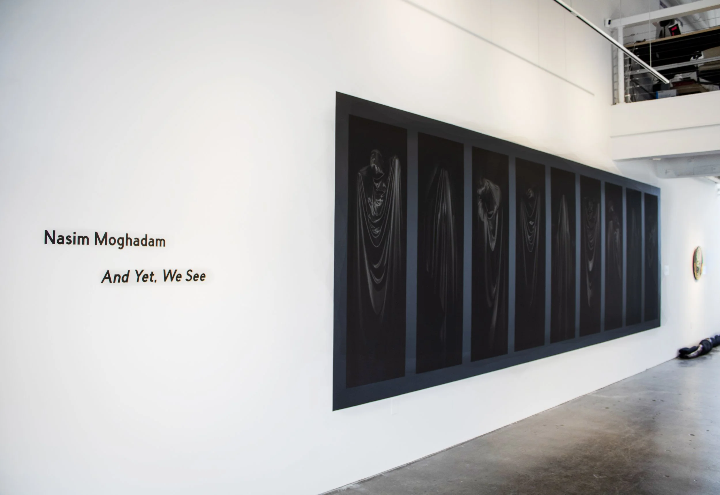  Exhibition installation Image of  Nasim Moghadam: And Yet, We See . Photograph by Sophia Aguilar.  
