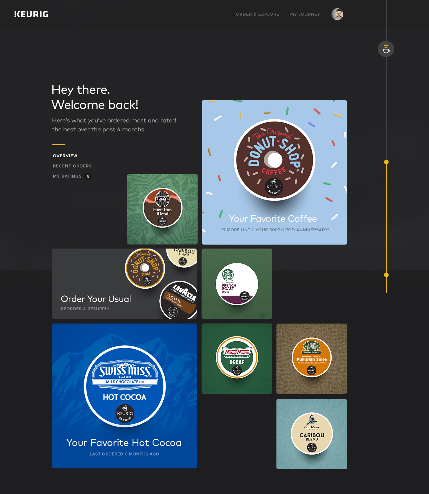 The concept for the prototype of the Flavor Wall, the customer landing page.