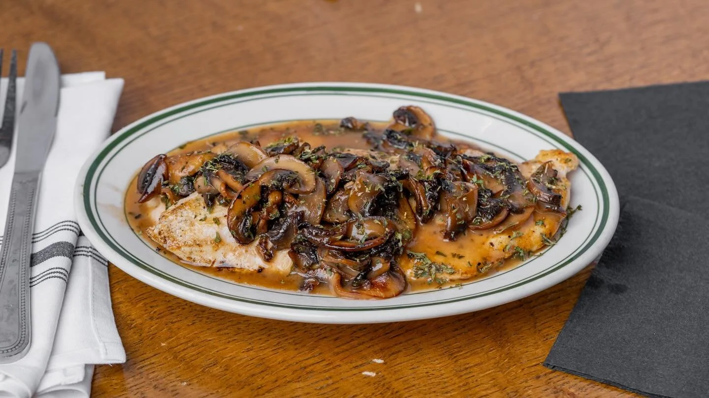 Which one are you choosing tonight?
🍄 Chicken Marsala
Pan-seared chicken topped with a rich mushroom marsala wine sauce.
🍋 Chicken Piccata
Light, bright, and buttery with capers, garlic, and lemon.
Both are timeless favorites and always served the 