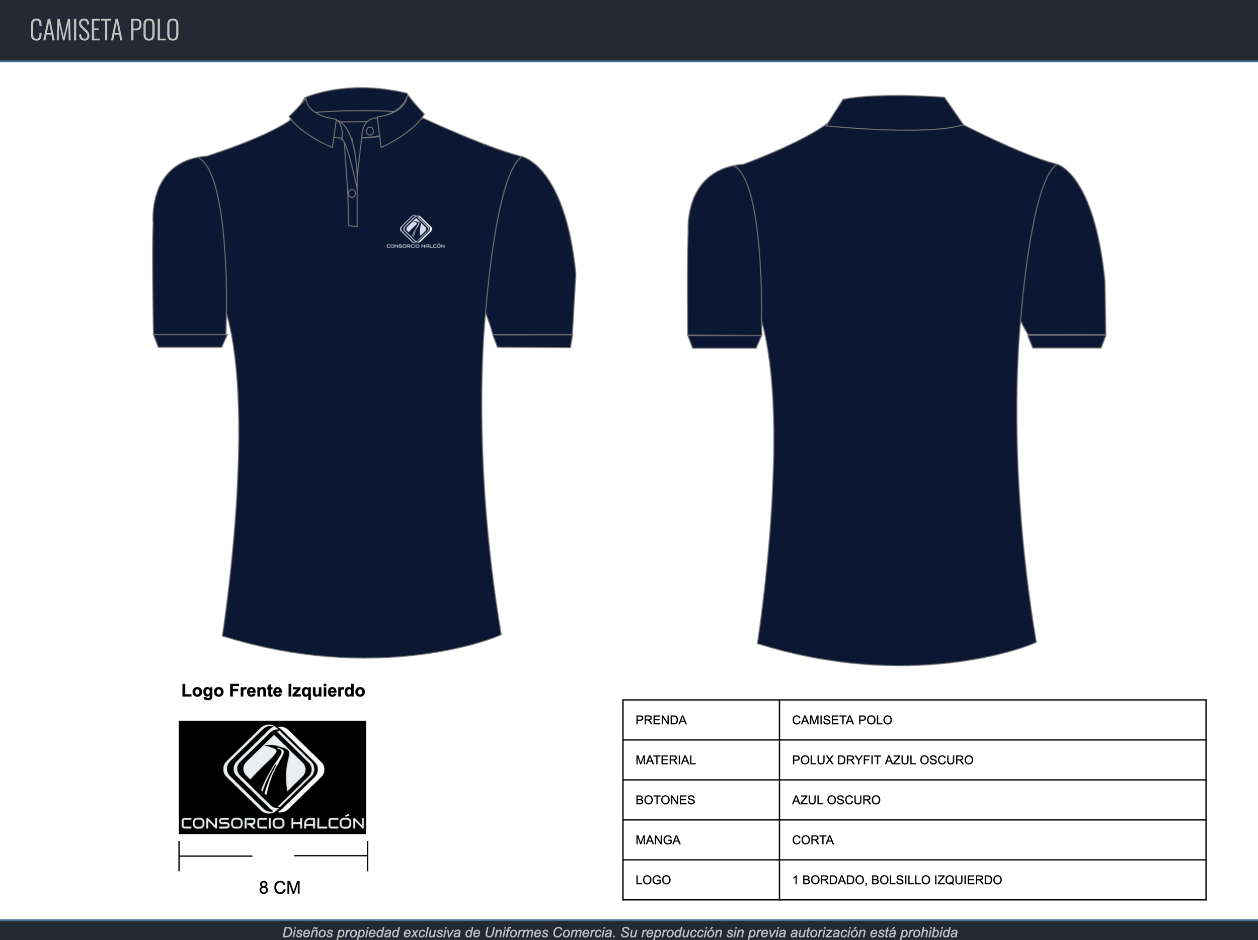 Camiseta Polo Dry Fit Azul Oscuro | Consorcio Halcón