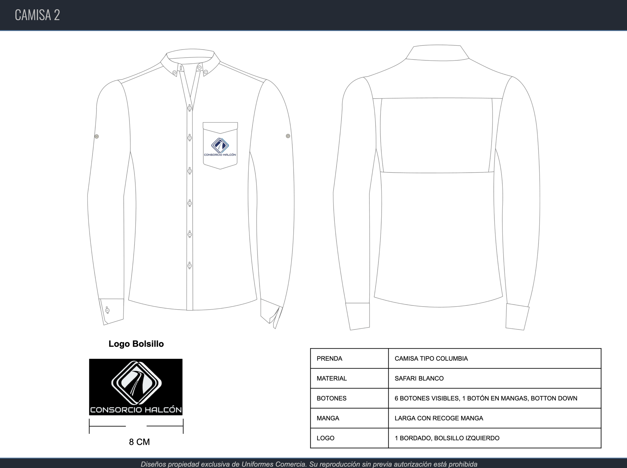 Camisa Tipo Columbia Blanca | Consorcio Halcón