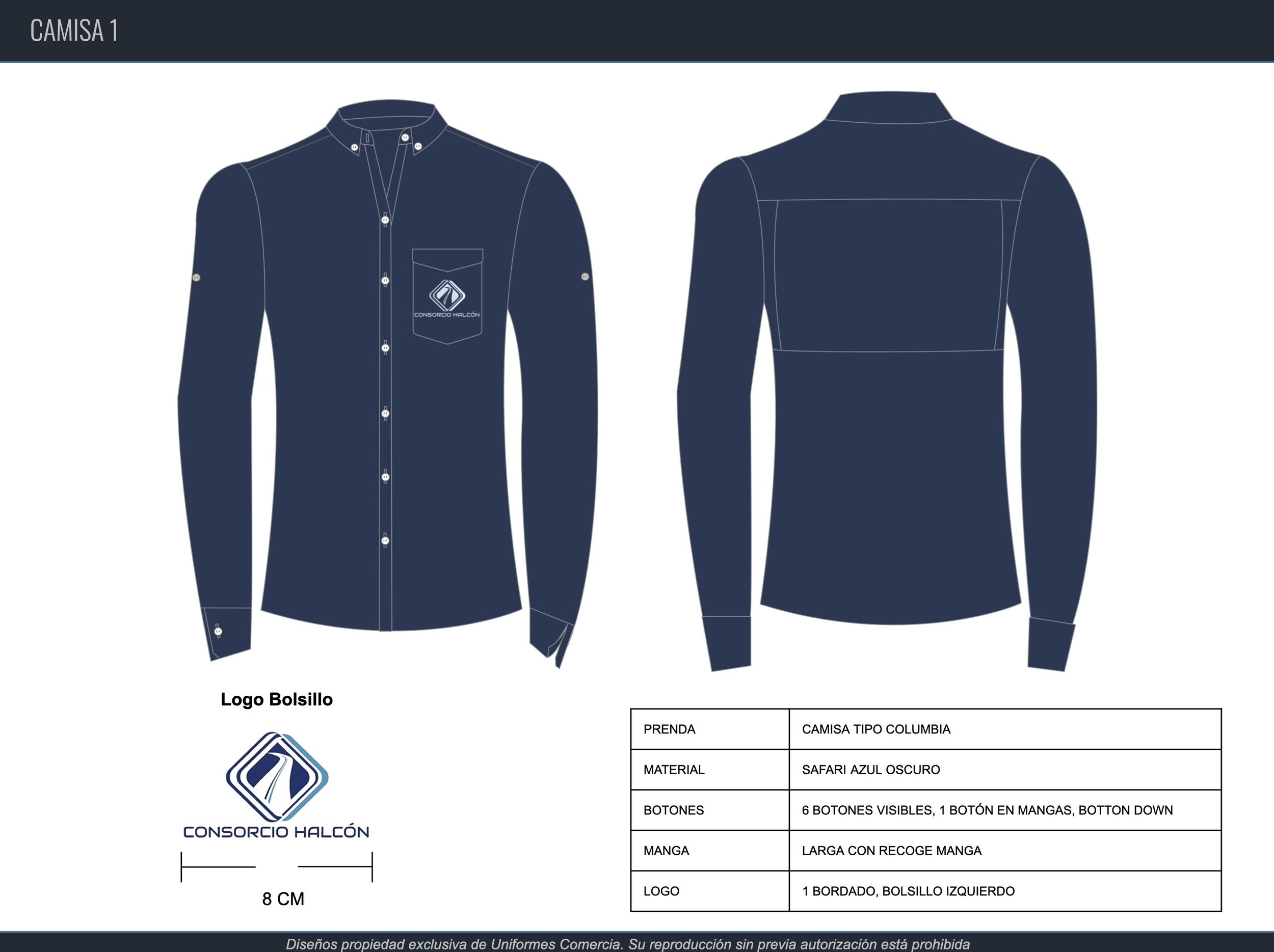 Camisa Tipo Columbia Azul Oscuro | Consorcio Halcón