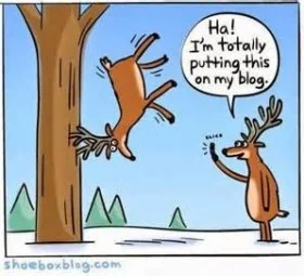 A shout out to shoeboxblog.com for the reindeer humor!
