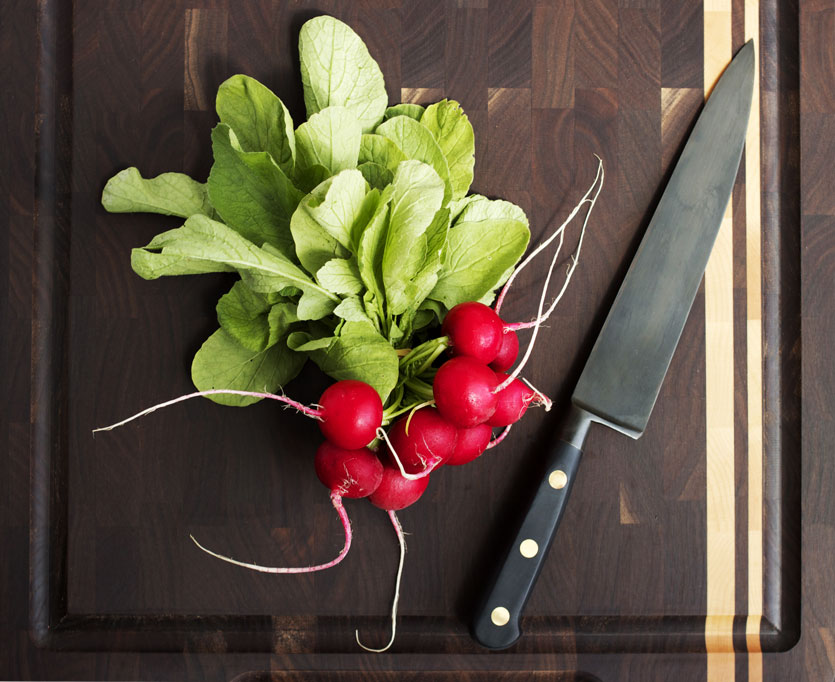 We like a knife that acts like a knife should, one that stays balanced against the fingers and palm and remains sharp, from julienning to gristle trimming and back again. 