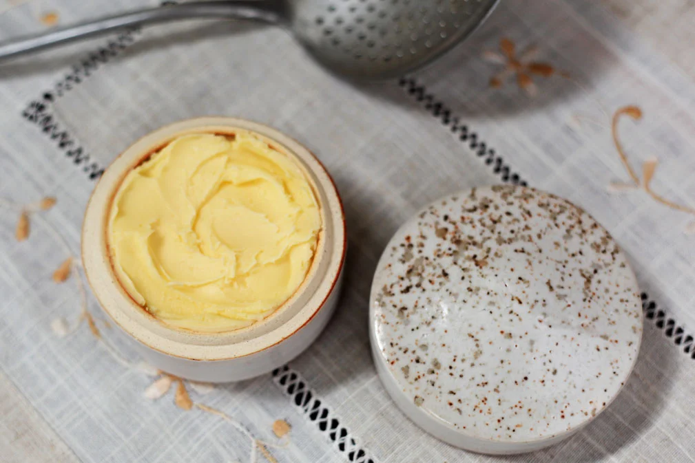 You can pack four ounces of homemade butter into our Dry Shino Gem Jar ...Wash the container and refill it for soft, spreadable butter that’s always on hand.