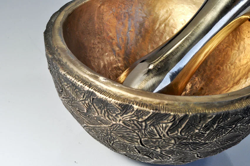 Faceted Burl Cast bronze, lost wax method 6 inches diameter by 3 inches tall