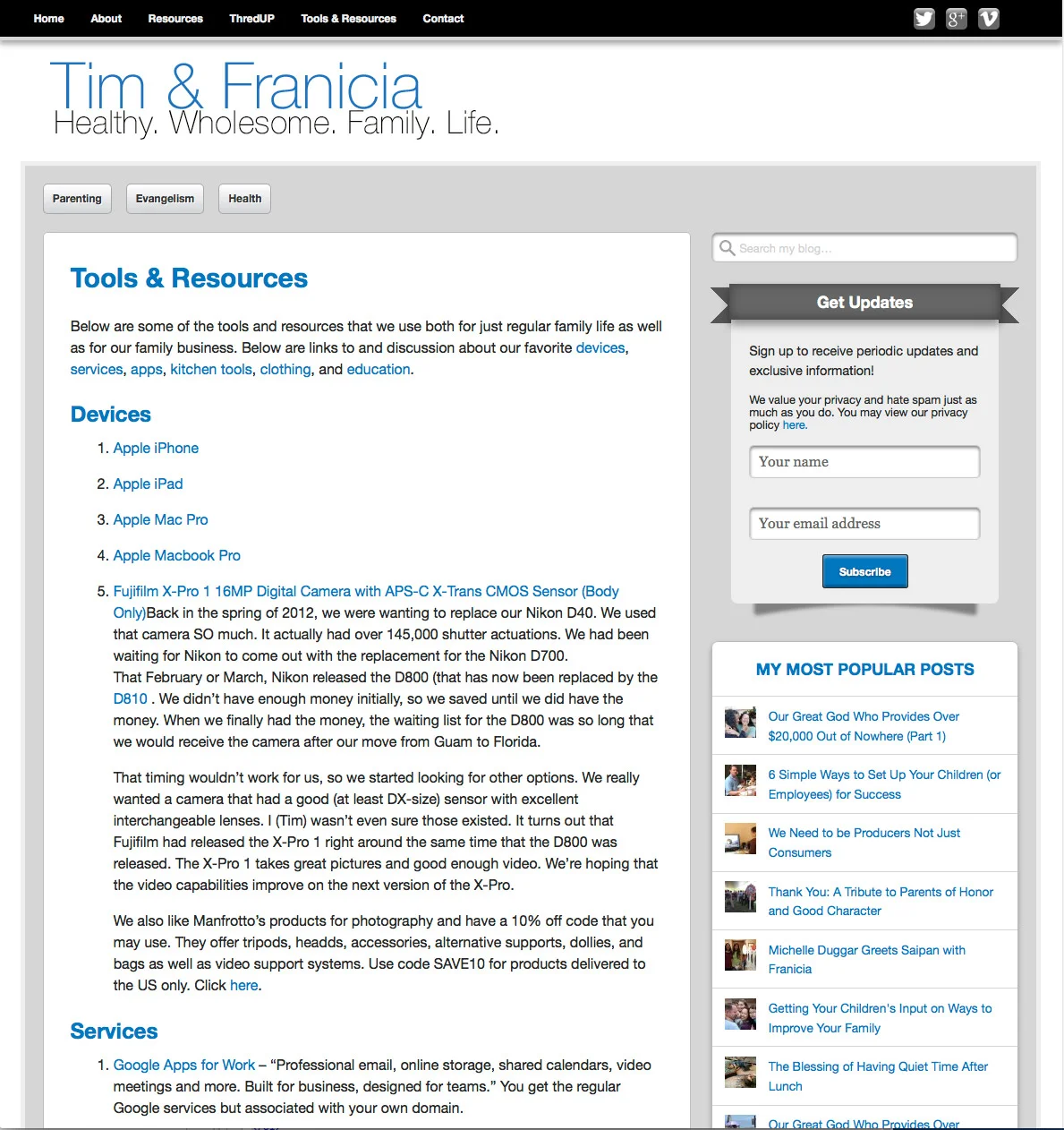 Updated Tools & Resources Page